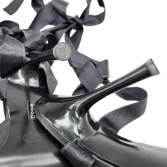 ALDO Black Satin Ribbon-Tie Heels – Size 39 (US 8.5) - Pointed Toe Y2K Chic - Picture 10 of 11